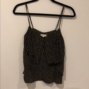Spaghetti strap tank with ruffle detail